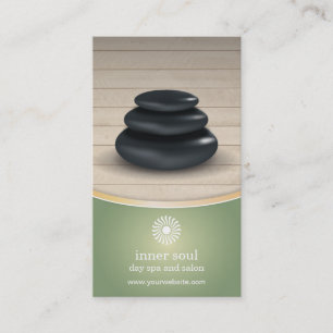 Massage Stones Wood Spa Sage Green Appointment Card