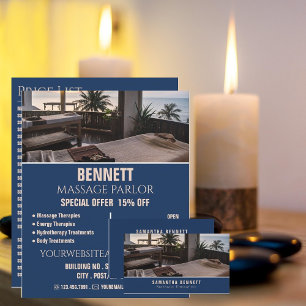 Massage Tables, Massage Therapy, Health Spa Business Card