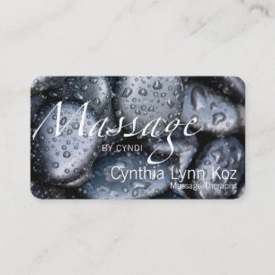 Massage Text Wet Stones Photo Background Business Card