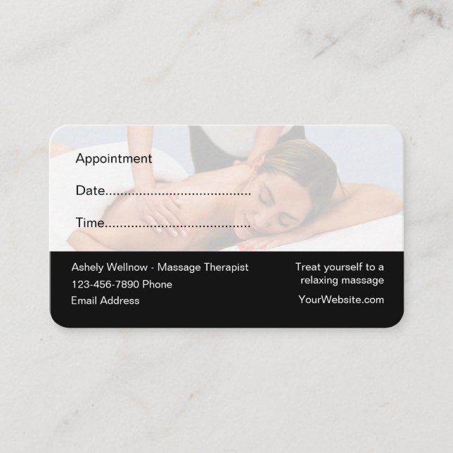 Massage Therapist Appointment Business Cards (Front)