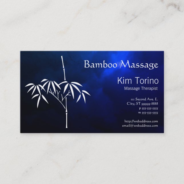 Massage Therapist Bamboo Dark Clouds Appointment Business Card (Front)