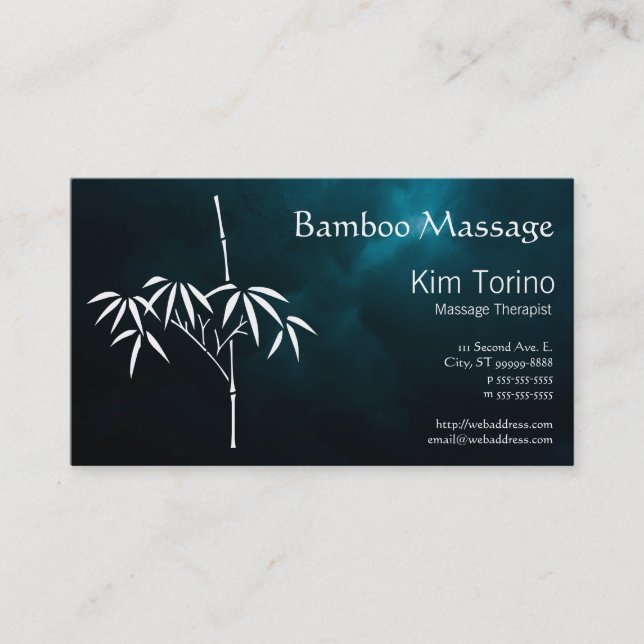 Massage Therapist Bamboo Dark Clouds Appointment Business Card (Front)