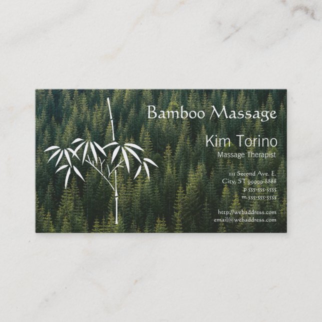 Massage Therapist Bamboo Forest Appointment Business Card (Front)