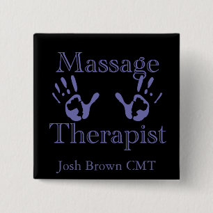 Massage Therapist: Blue Hand Prints 15 Cm Square Badge