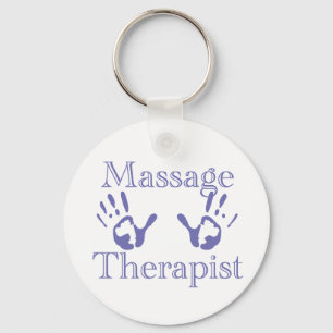 Massage Therapist: Blue Hand Prints Key Ring