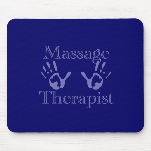Massage Therapist: Blue Hand Prints Mouse Pad (Front)