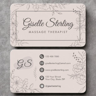 Massage Therapist Blush Pink Floral Business Card