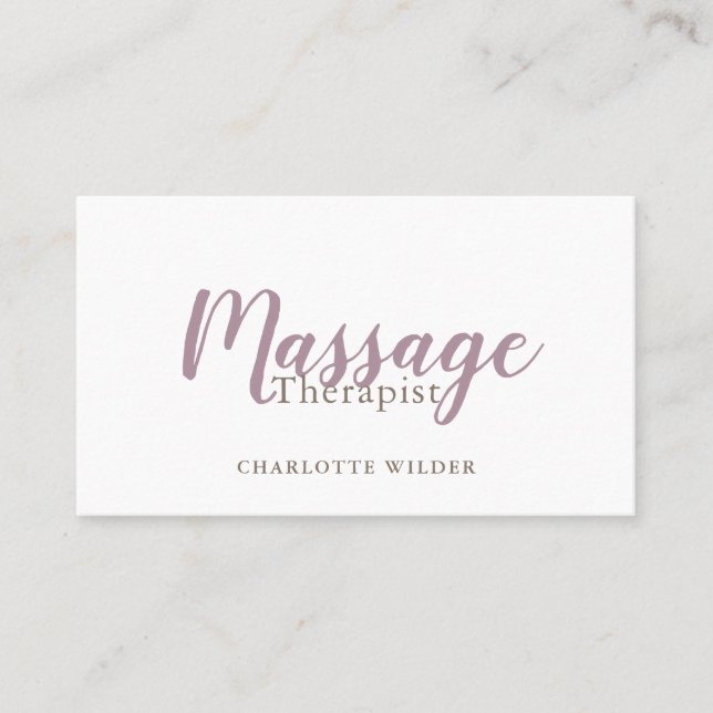 Massage Therapist Blush Pink Script Business Card (Front)