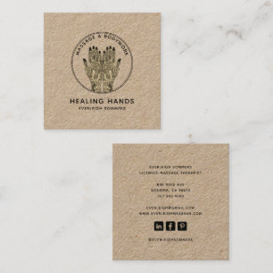 Massage Therapist Body Work Mehndi Henna Kraft Square Business Card