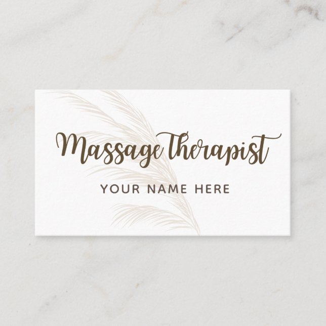 Massage Therapist Boho Calligraphy Simple Minimal Business Card (Front)