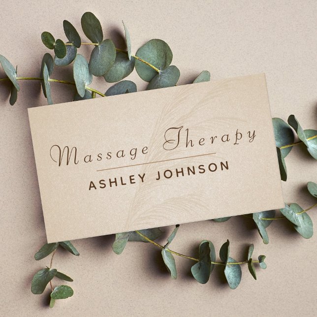 Massage Therapist Boho Minimalist Script Paper Business Card (Creator Uploaded)