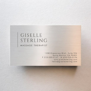 Massage Therapist Brushed Metal Business Card