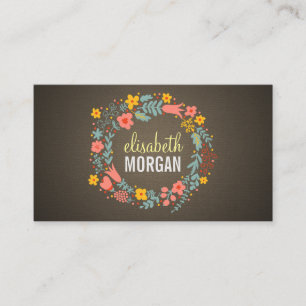 Massage Therapist - Burlap Floral Wreath Business Card