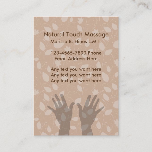 Massage Therapist Business Cards (Front)
