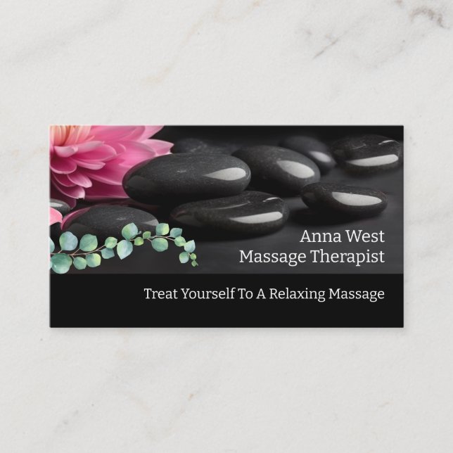 Massage Therapist Business Cards Hot Stone (Front)