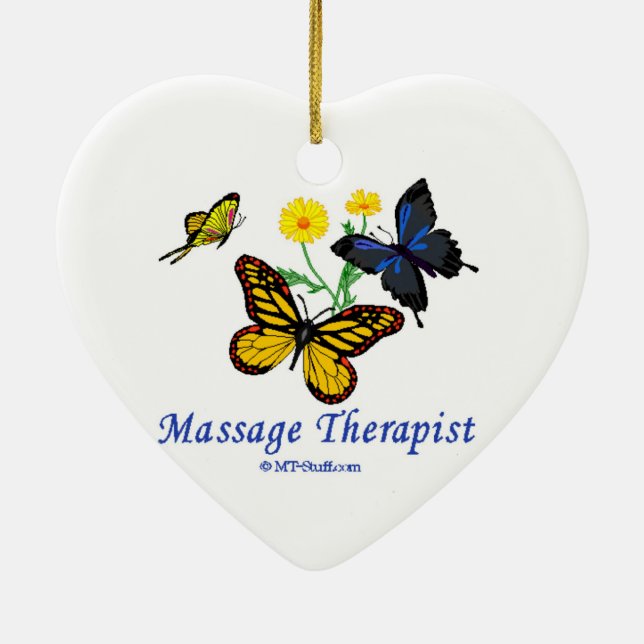 Massage Therapist Butterflies Ceramic Tree Decoration (Back)