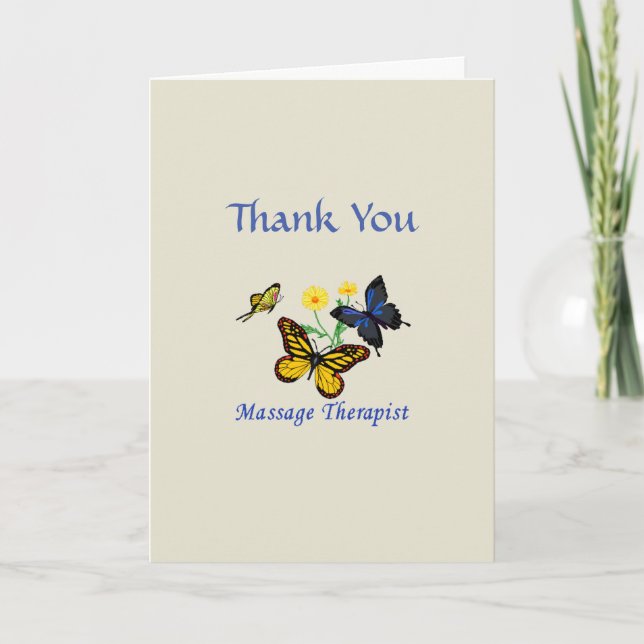 Massage Therapist Butterflies Thank You Card (Front)