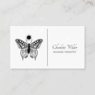 Massage Therapist Butterfly Logo Business Card
