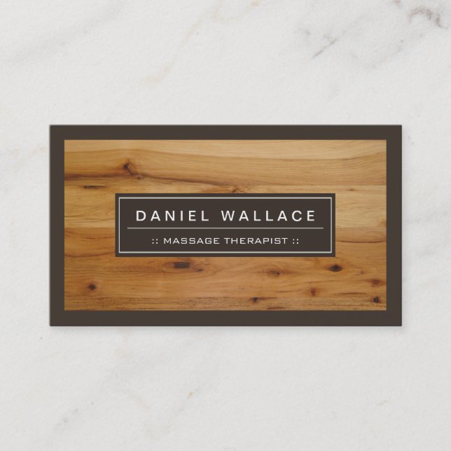 Massage Therapist - Classy Wood Grain Look Business Card (Front)