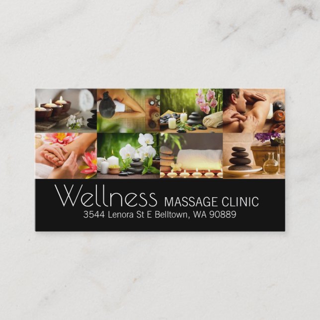 Massage Therapist, Clinic, Wellness Business Card (Front)