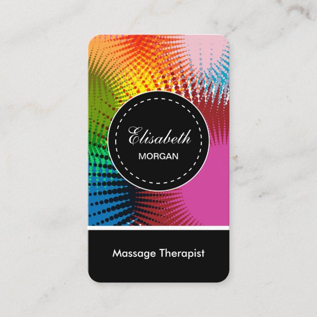 Massage Therapist- Colourful Abstract Pattern Business Card (Front)