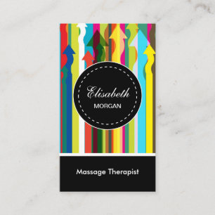 Massage Therapist- Colourful Stripes Pattern Business Card