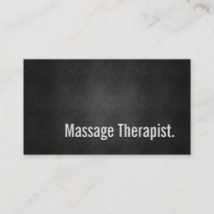 Massage Therapist Cool Black Metal Simplicity Business Card