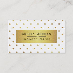 Massage Therapist - Cute Gold Polka Dots Business Card