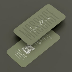 Massage Therapist Dark Sage Green Physiotherapist Business Card