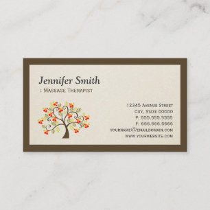 Massage Therapist - Elegant Swirl Whimsical Tree Business Card
