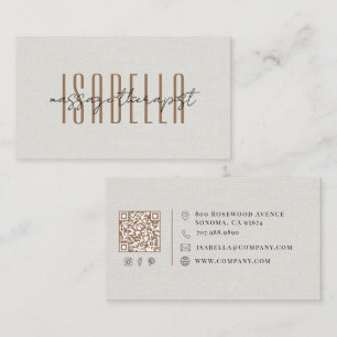 Massage Therapist Faux Linen Script Business Card