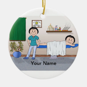 Massage Therapist - Female, Female Client Ceramic Tree Decoration