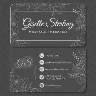 Massage Therapist Floral Business Card