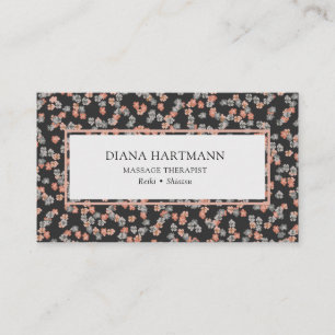 Massage Therapist Floral Grey Coral Business Card