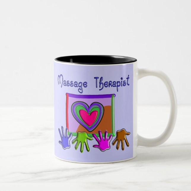 Massage Therapist Funky Artsy Design Gifts Two-Tone Coffee Mug (Right)