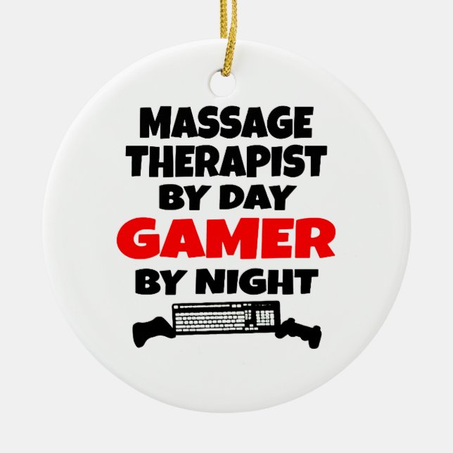 Massage Therapist Gamer Ceramic Tree Decoration (Front)