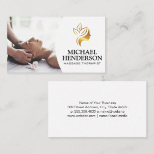 Massage Therapist Gold Beauty Logo Business Card