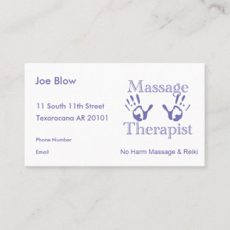 Massage therapist hand prints appointment card