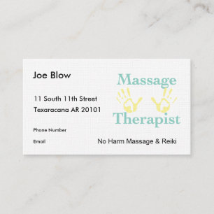 Massage therapist hand prints appointment card