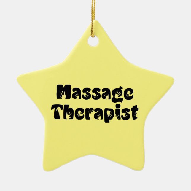Massage Therapist Hand Prints Ceramic Tree Decoration (Front)