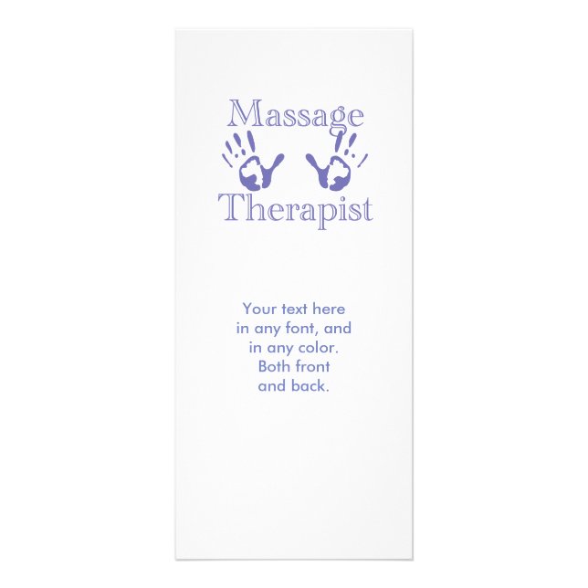 Massage therapist hand prints rack card (Front)
