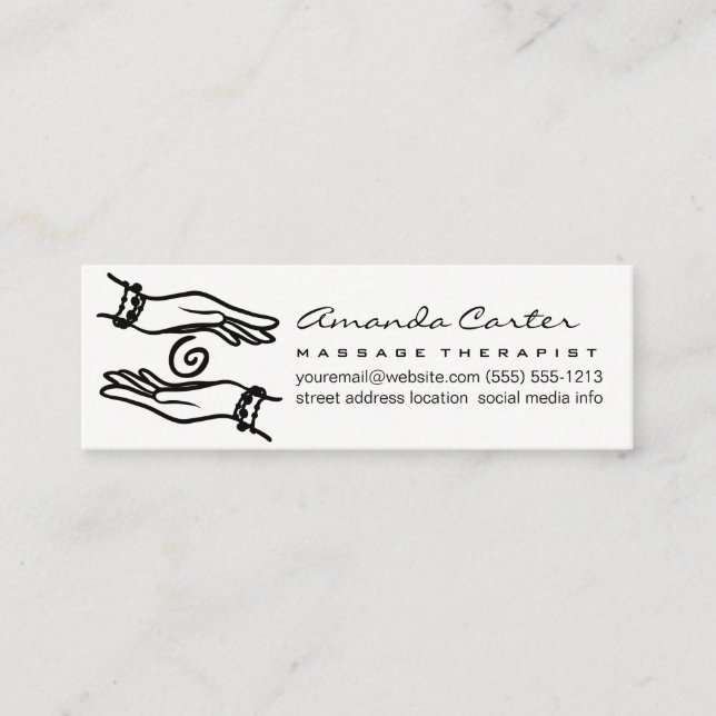 Massage Therapist | Healing Hands Mini Business Card (Front)