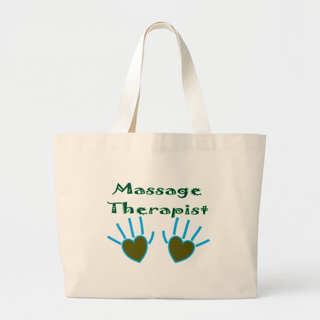 Massage Therapist Heart Hands Gifts Large Tote Bag (Front)