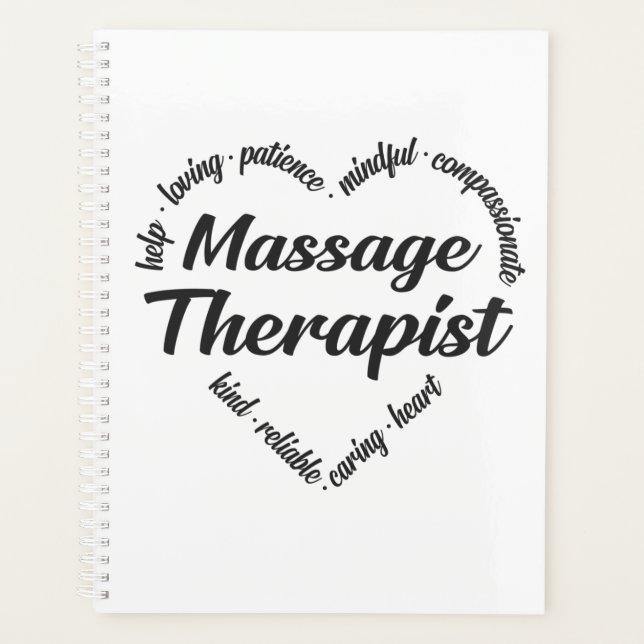 Massage Therapist Heart Word Cloud Planner (Front)