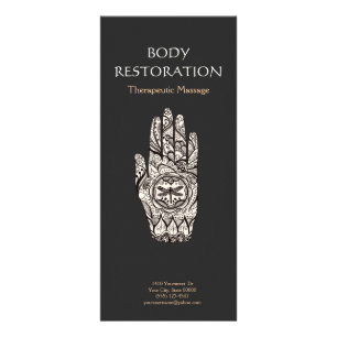 Massage Therapist Henna Dragonfly Tattoo Hand 4 Rack Card
