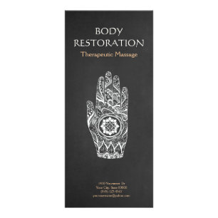 Massage Therapist Henna Lotus Tattoo Hand 4 Rack Card