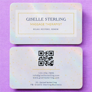 Massage Therapist Holographic QR Code Business Card