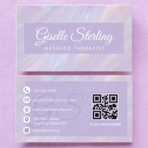 Massage Therapist Iridescent Opal Holographic Business Card