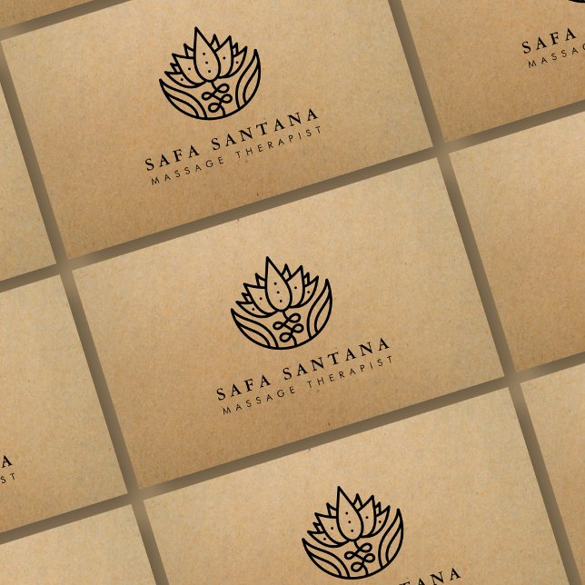 Massage Therapist Lotus Flower Kraft  Business Card (Creator Uploaded)