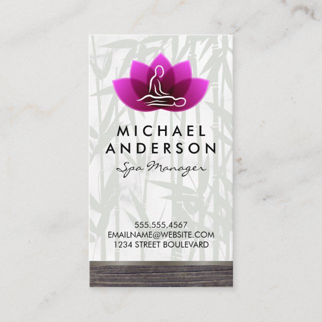 Massage Therapist | Lotus Flower Spa Business Card (Front)